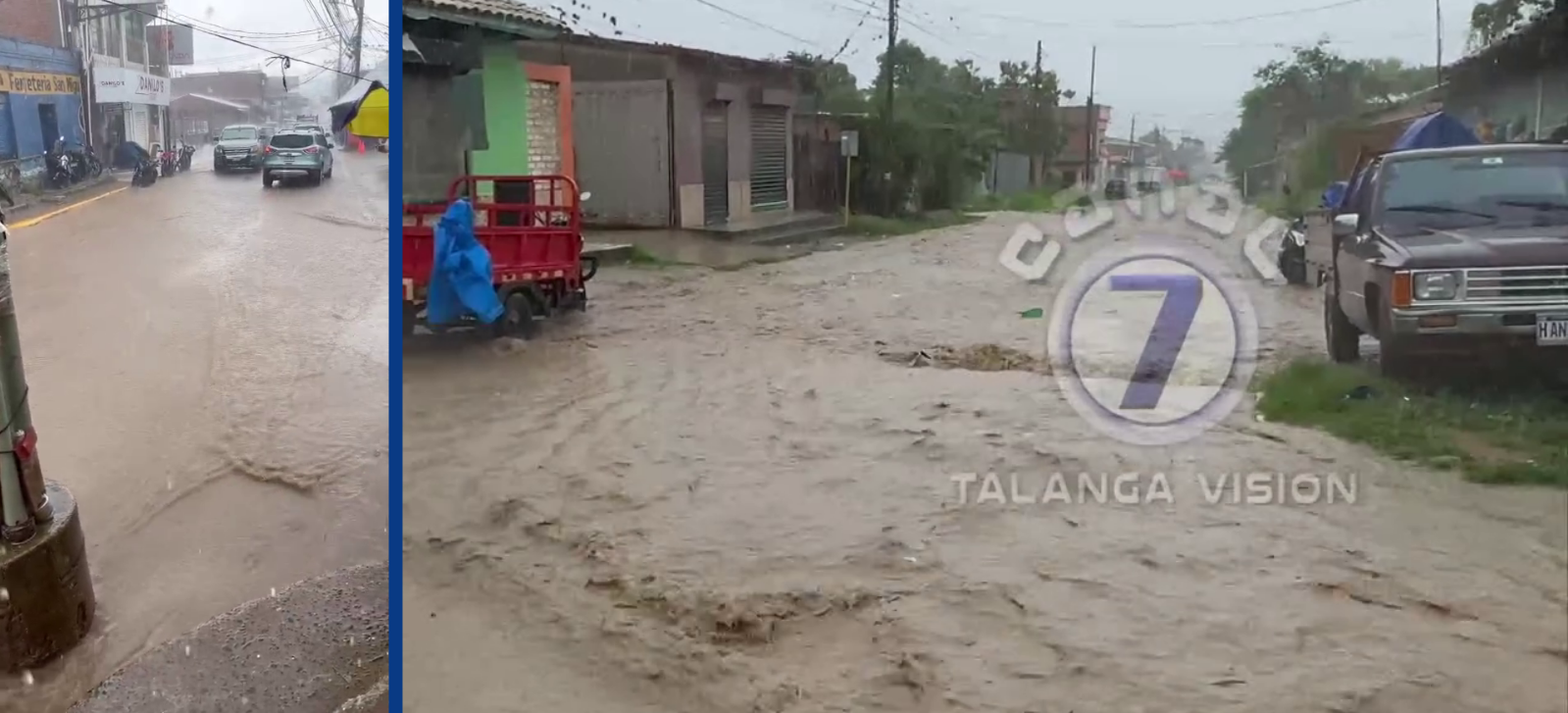 Calles de Talanga, una vez más bajo el agua tras fuertes aguaceros